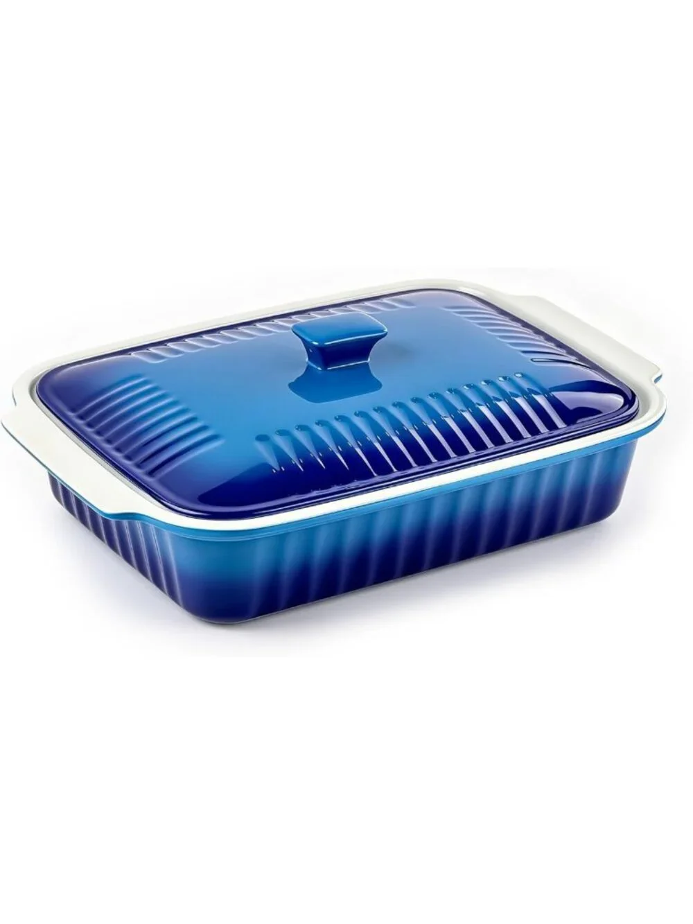 Large 5.5 Quart Ceramic Baking Dish with Lid, 13.5x9 Lasagna Pan, Microwave